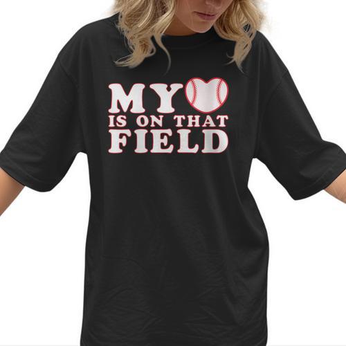 My Heart Is On That Court Baseball Mom Women T-Shirt - Sportilla