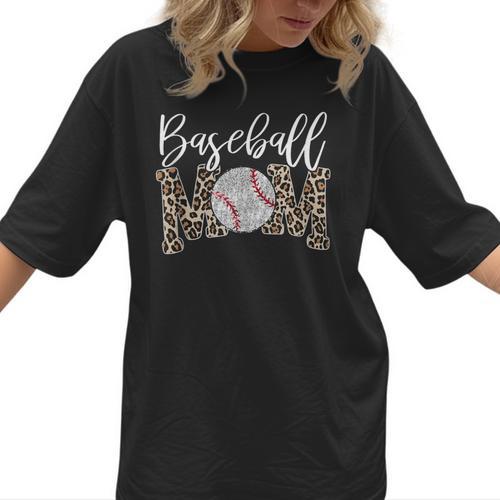 Leopard Baseball Mom Matching Softball Mama Family Matching Women T-Shirt - Sportilla