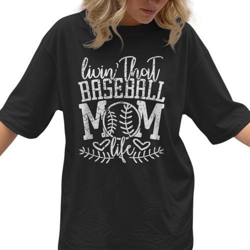 Living That Baseball Mom Life Sporty Humor Women T-Shirt  - Sportilla
