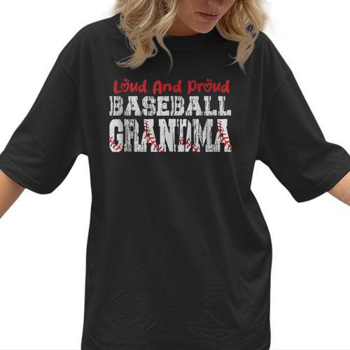 Loud And Proud Baseball Grandma Baseball Mom Heart Women T-Shirt  - Sportilla