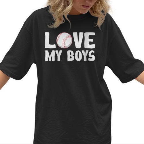 I Love My Boys Baseball Moms Women T-Shirt  - Sportilla