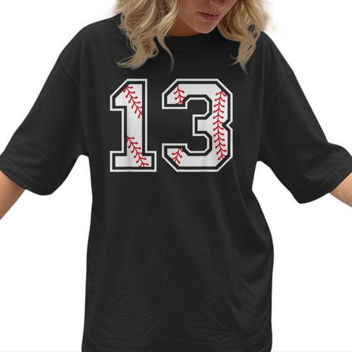 Lucky Number 13 Baseball Mom Baseball Number 13 Lucky 13 Women T-Shirt - Sportilla