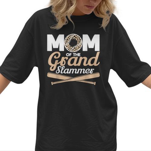 Mom Of The Grand Slammer Leopard Baseball Mom Women T-Shirt - Sportilla