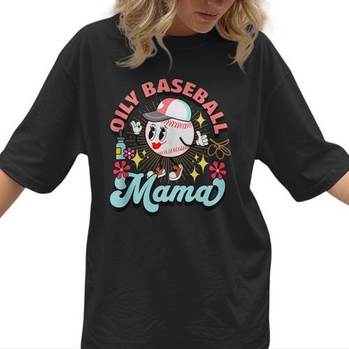 Retro Oily Baseball Mom Meme For Essential Oils Game Day Women T-Shirt  - Sportilla