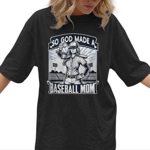 So God Made A Baseball Mom Baseball Player Women T-Shirt - Sportilla