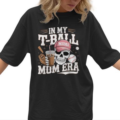 In My T-Ball Mom Era Baseball Mom Skull Coffee Vintage Women T-Shirt - Sportilla
