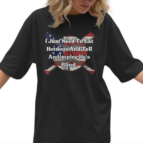 Umpire And Hotdogs 4th July Baseball Moms Women T-Shirt - Sportilla