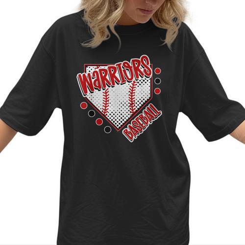 Warriors Home Plate Baseball Sports Baseball Mom Women T-Shirt  - Sportilla