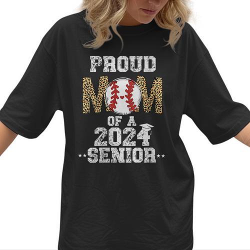 Womens Proud Mom Of a 2024 Senior Class Of 2024 Baseball Mom Women T-Shirt  - Sportilla