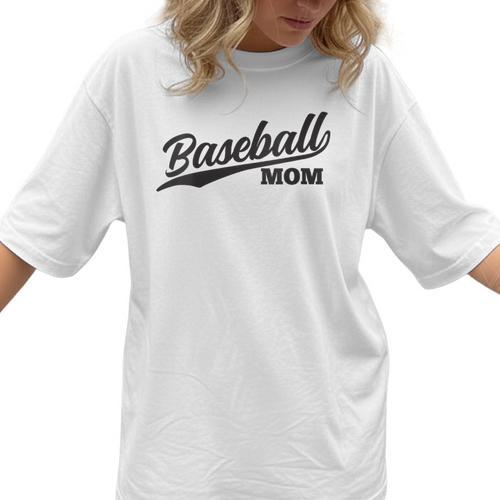 Baseball Mom 1970s Retro Cursive Font Women T-Shirt - Sportilla