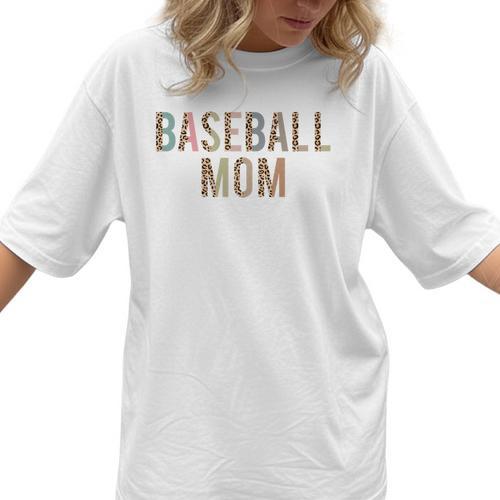 Baseball Mom Leopard Print Baseball Mother's Day Women T-Shirt  - Sportilla