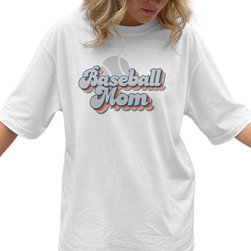 Baseball Mom Sporty Retro Baseball Team Momma Gray Women T-Shirt - Sportilla