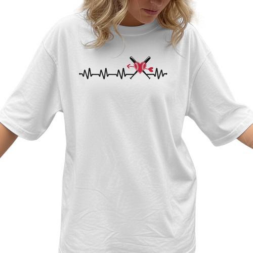 Baseball Softball Baseball Mom Heartbeat Baseball Women T-Shirt - Sportilla