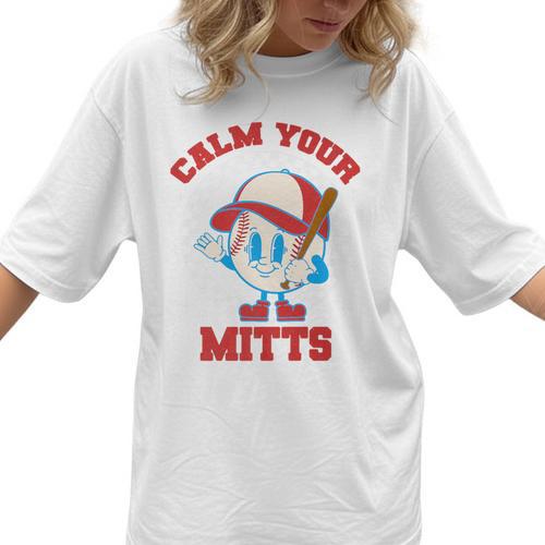 Calm Your Mitts Baseball Mom Mother's Day Softball Mom Premium Women T-Shirt - Sportilla