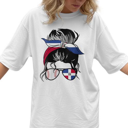 Dominican Baseball Mom Dominican Baseball Girl Women T-Shirt  - Sportilla