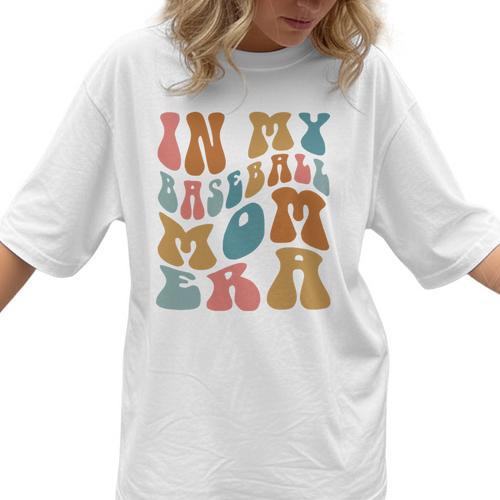 Groovy In My Baseball Mom Era Softball Game Day Women T-Shirt - Sportilla