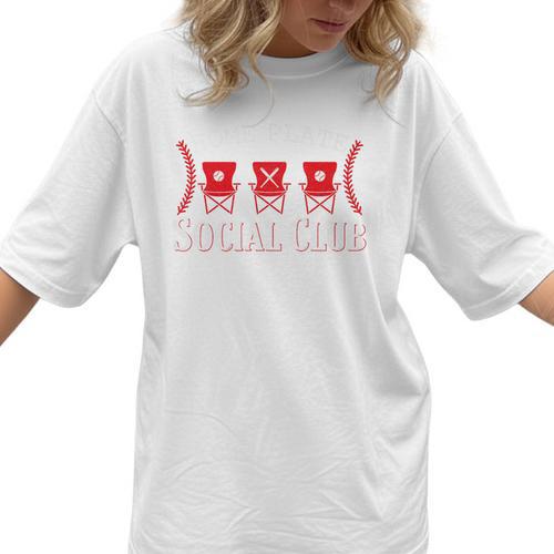 Home Plate Social Club Softball Season Baseball Mom Premium Women T-Shirt - Sportilla