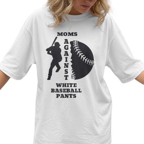 Retro Moms Against Baseball Pants Baseball Mom Women T-Shirt  - Sportilla