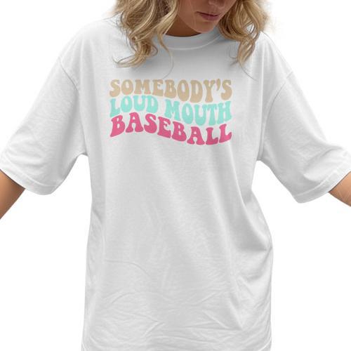 Somebody's Loudmouth Baseball Mama Baseball Mom Premium Women T-Shirt  - Sportilla