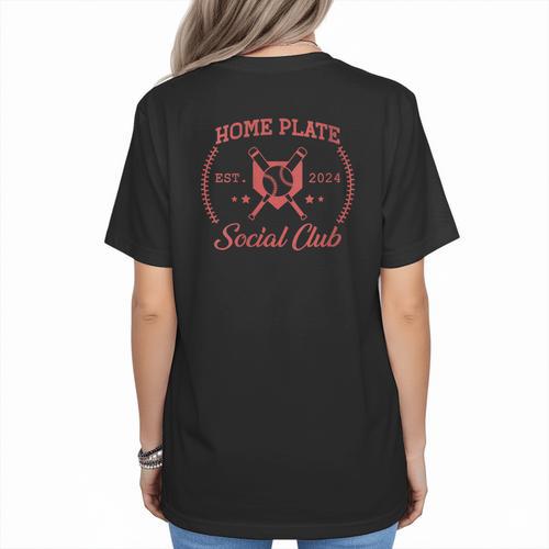 2024 Home Plate Social Club Softball Season Tee Baseball Mom Women's T-Shirt Back Print - Sportilla