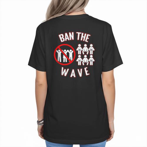 Baseball Ban The Wave Baseball Mom Player Coach Fan Women's T-Shirt Back Print - Sportilla