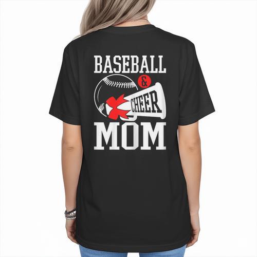 Baseball Cheer Mom Cheerleading Cheerleader Baseball Mom Women's T-Shirt Back Print - Sportilla