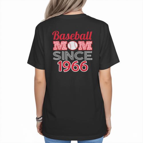 Baseball Mom Since 1966 Women's T-Shirt Back Print - Sportilla