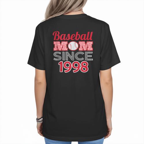 Baseball Mom Since 1998 Women's T-Shirt Back Print - Sportilla