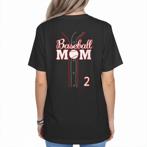 Baseball Mom 2 Number 2 Jersey Team Numbered Jersey Women's T-Shirt Back Print - Sportilla
