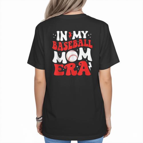 In My Baseball Mom Era Cute Groovy Baseball Women's T-Shirt Back Print - Sportilla