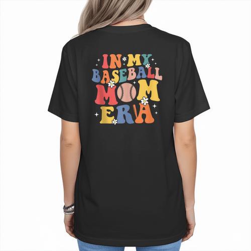 In My Baseball Mom Era Cute Mommy Groovy Women's T-Shirt Back Print - Sportilla