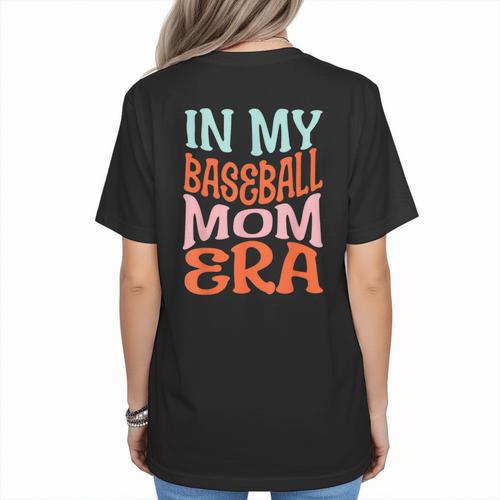 In My Baseball Mom Era Lover Groovy Retro Mother's Day Women's T-Shirt Back Print - Sportilla