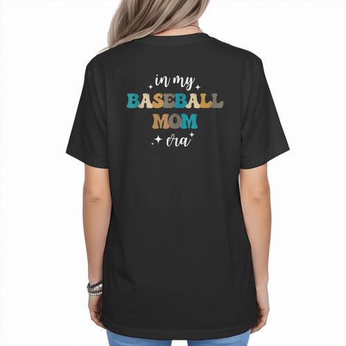 In My Baseball Mom Era Baseball Lover Groovy Vintage Retro Women's T-Shirt Back Print - Sportilla