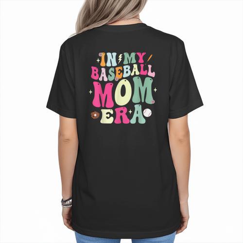 In My Baseball Mom Era Baseball Mama Women's T-Shirt Back Print - Sportilla