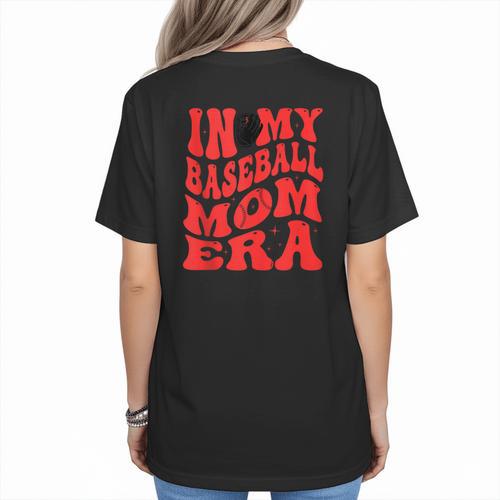 In My Baseball Mom Era Red Women's T-Shirt Back Print - Sportilla