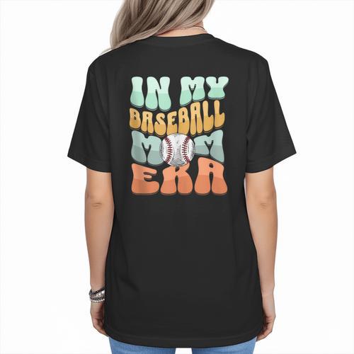 In My Baseball Mom Era Retro Groovy Style Sports Mama Women's T-Shirt Back Print - Sportilla