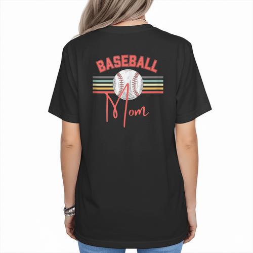 BASEBALL MOM Fun RETRO LOOK Women's T-Shirt Back Print - Sportilla