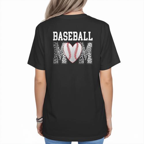 Baseball Mom Heart Sports Mom Women's T-Shirt Back Print - Sportilla