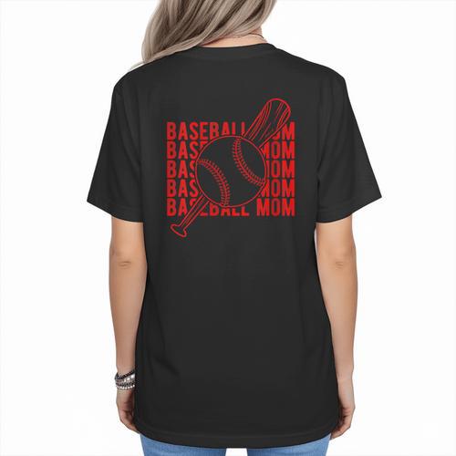 Baseball Mom Homerun Best Mom Sport Player Women's T-Shirt Back Print - Sportilla