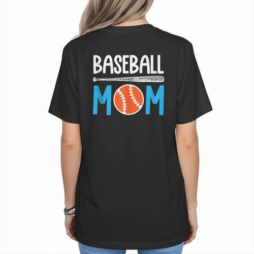 Baseball Mom Leopard Print Baseball Mama Women Mother's Day Women's T-Shirt Back Print - Sportilla