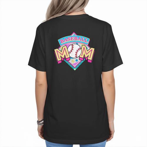 Baseball Mom Loud And Proud Game Day Sport Mother's Day Women's T-Shirt Back Print - Sportilla