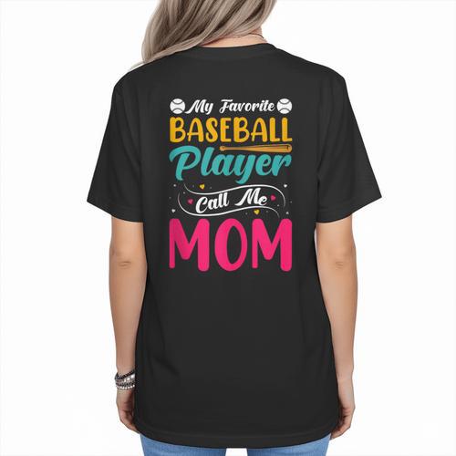 Baseball Mom Quote Vintage Retro Baseball Saying Women's T-Shirt Back Print - Sportilla