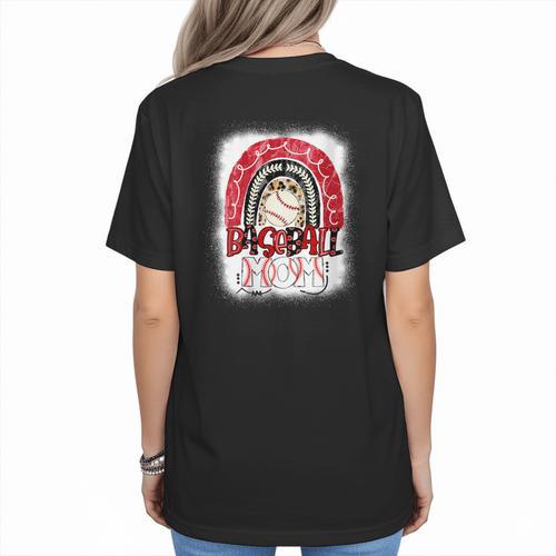 Baseball Mom Rainbow Boho Mommy Women's T-Shirt Back Print - Sportilla