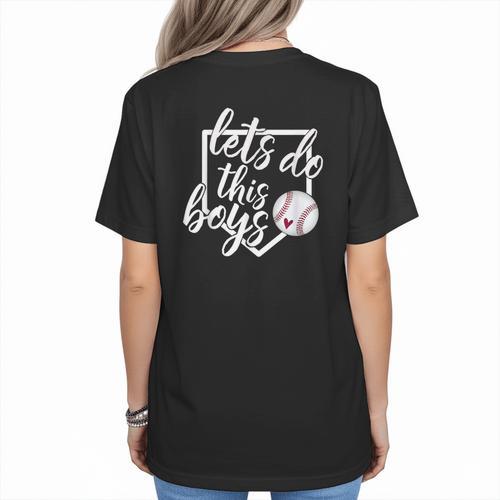 Baseball Mom Shirt Baseball Let's Do This Boys Women's T-Shirt Back Print - Sportilla