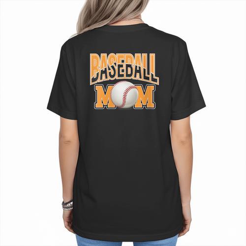 Baseball Mom Sports Orange Women's T-Shirt Back Print - Sportilla