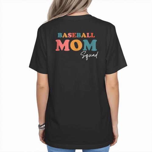 Baseball Mom Squad Boho Cute Back To School Ball Mom Women's T-Shirt Back Print - Sportilla