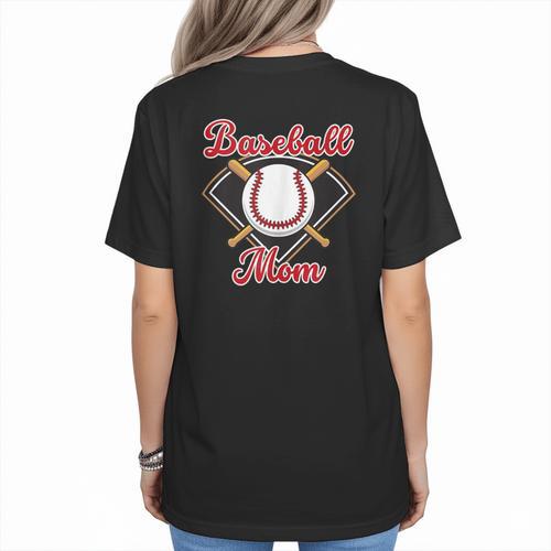 Baseball Mom T-Ball Mom Little League Mom Apparel Women's T-Shirt Back Print - Sportilla
