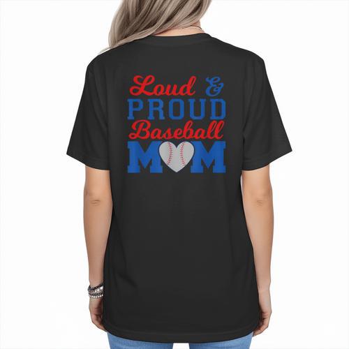 Baseball Mom Tee Loud & Proud Baseball Mom Women's T-Shirt Back Print - Sportilla