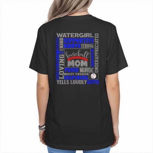 Baseball Mom Traits For Great Mothers Grey And Blue Women's T-Shirt Back Print - Sportilla