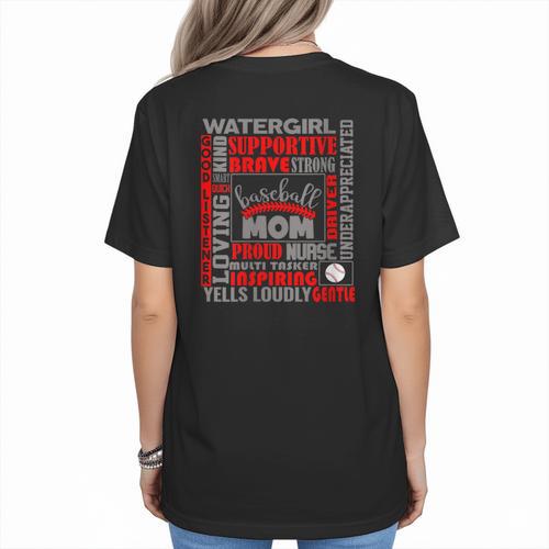 Baseball Mom Traits For Great Mothers Grey And Red Women's T-Shirt Back Print - Sportilla